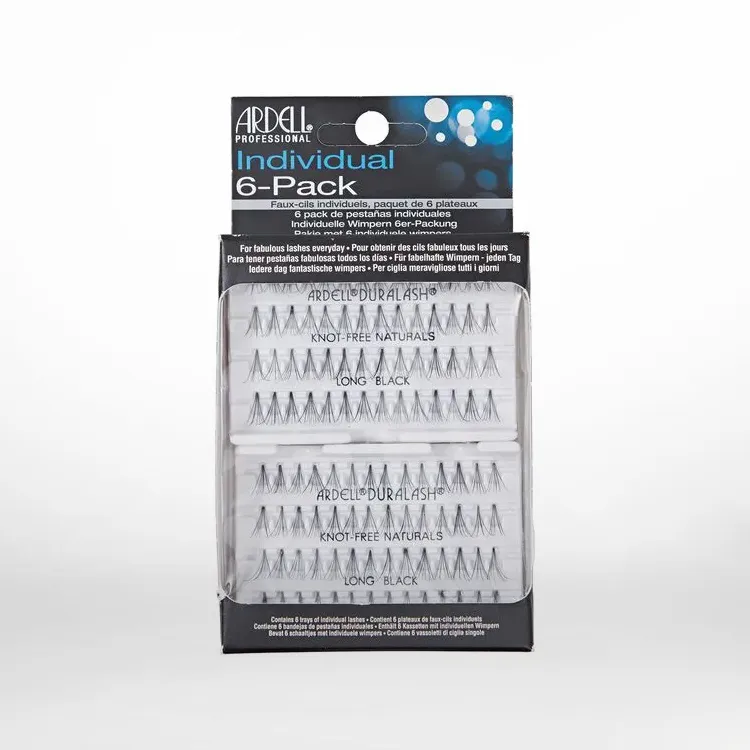 6 Pack Individual Knot-Free Black Lashes - Long