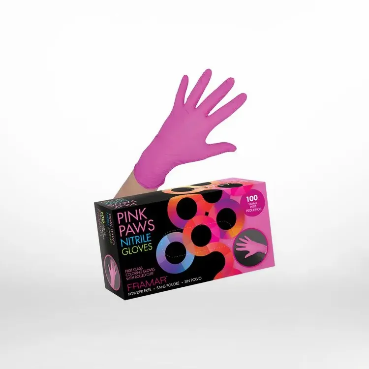 Pink Paws Nitrile Gloves Small 100 Count