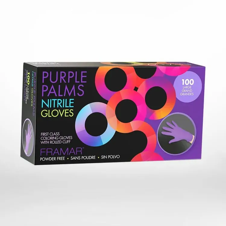 Purple Palms Nitrile Gloves Large