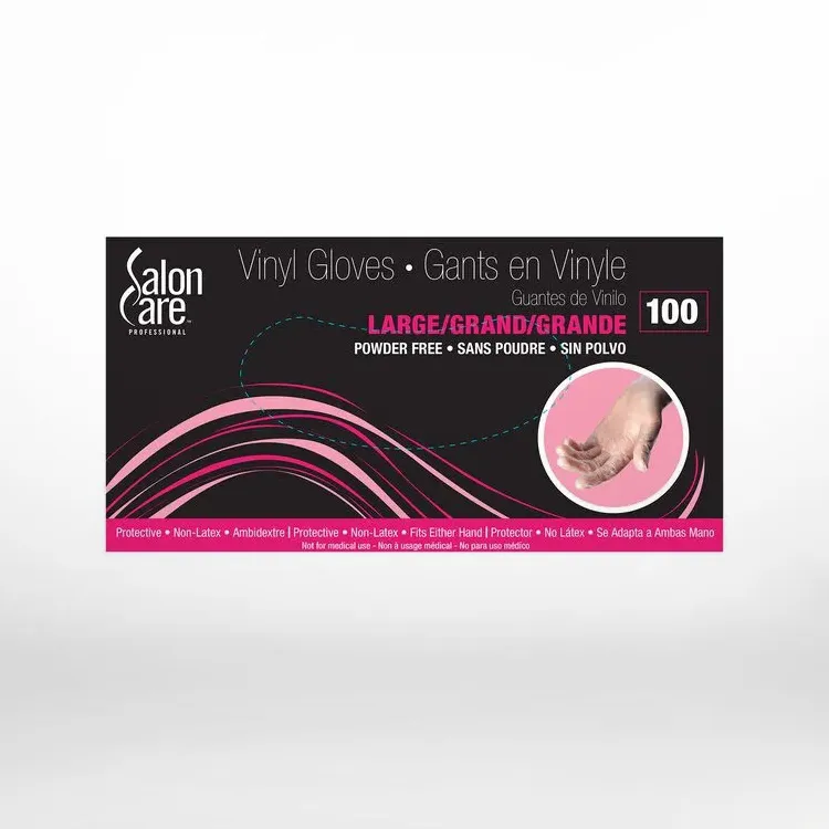 Salon Care Vinyl Powder-Free Large Gloves 100-Count